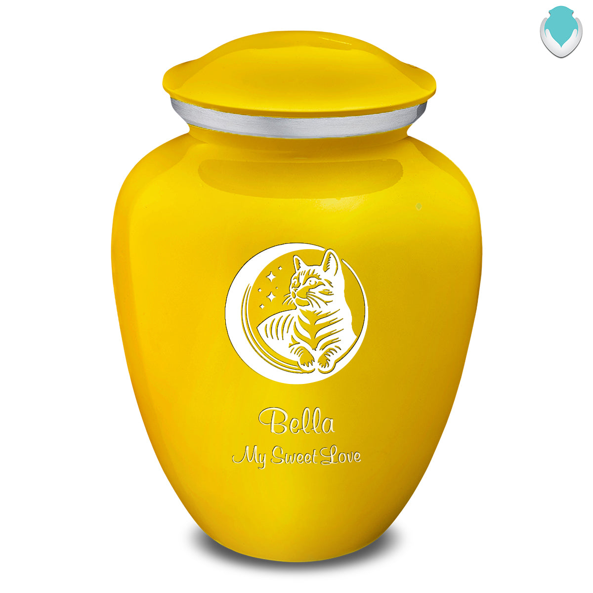 Large Embrace Yellow  Pet Cute Cat Cremation Urn