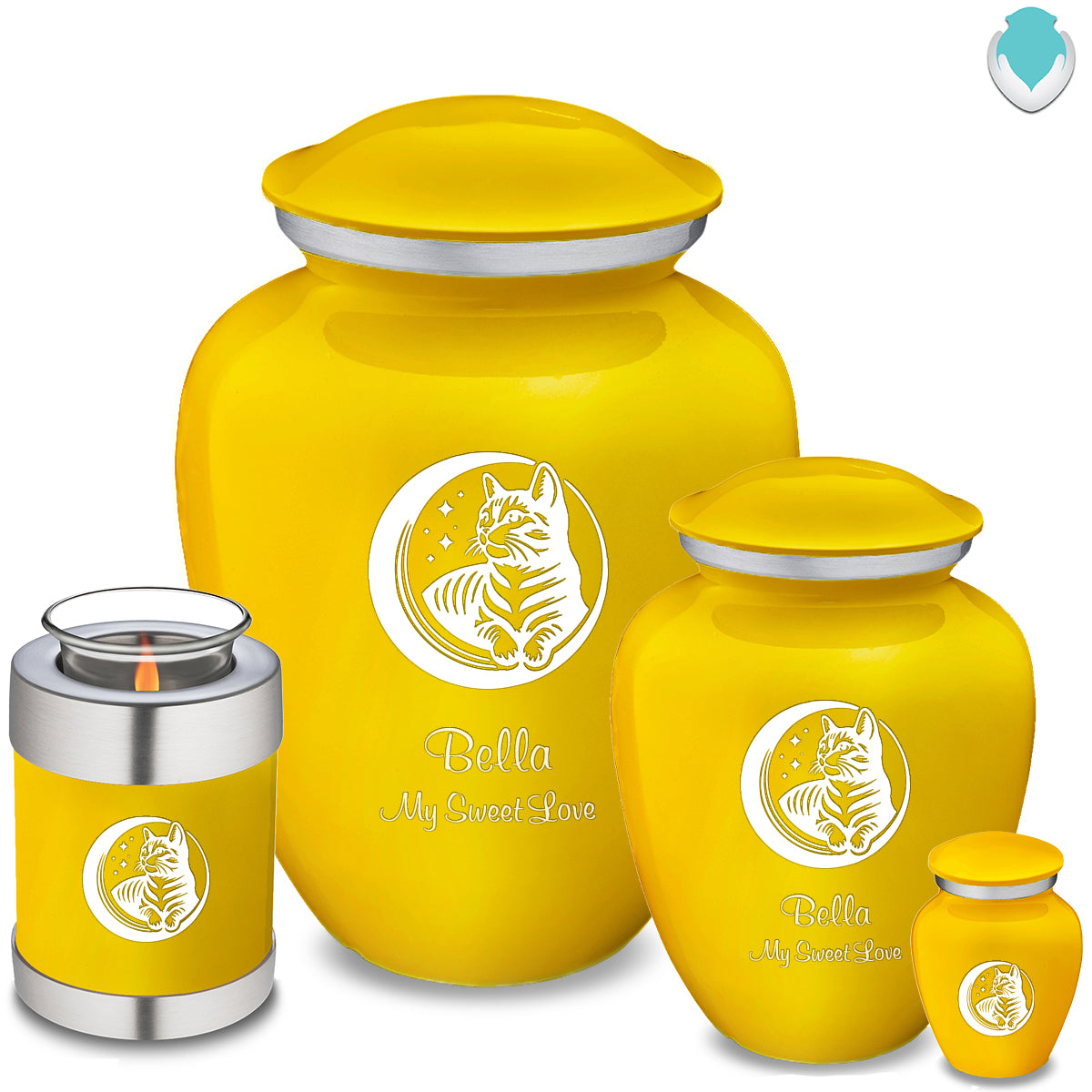 Large Embrace Yellow  Pet Cute Cat Cremation Urn