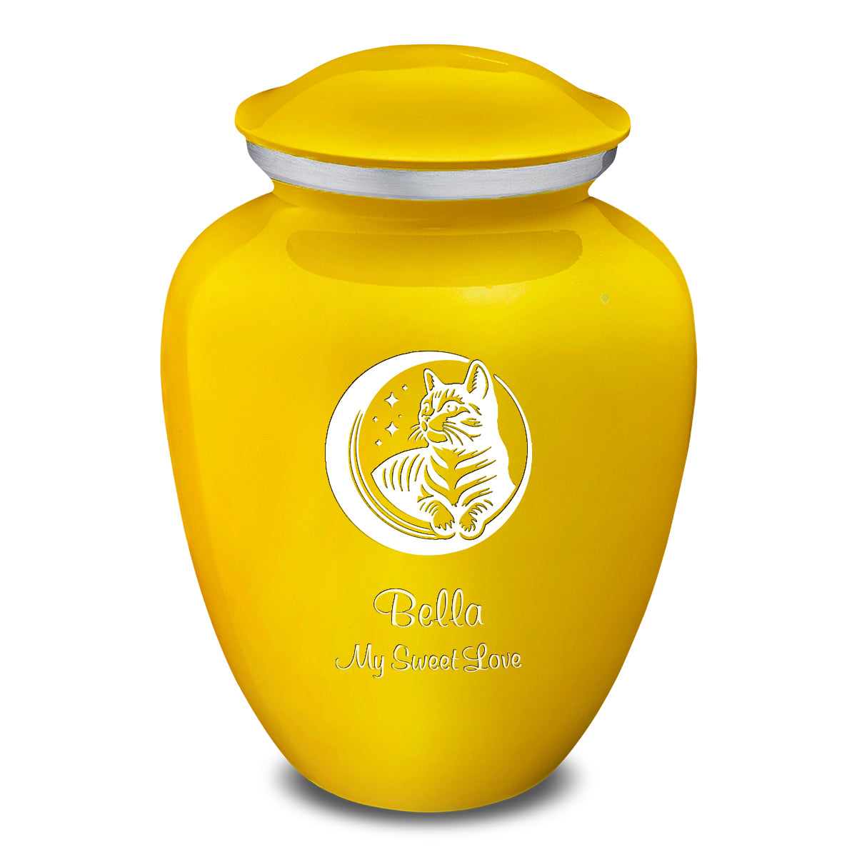 Large Embrace Yellow  Pet Cute Cat Cremation Urn