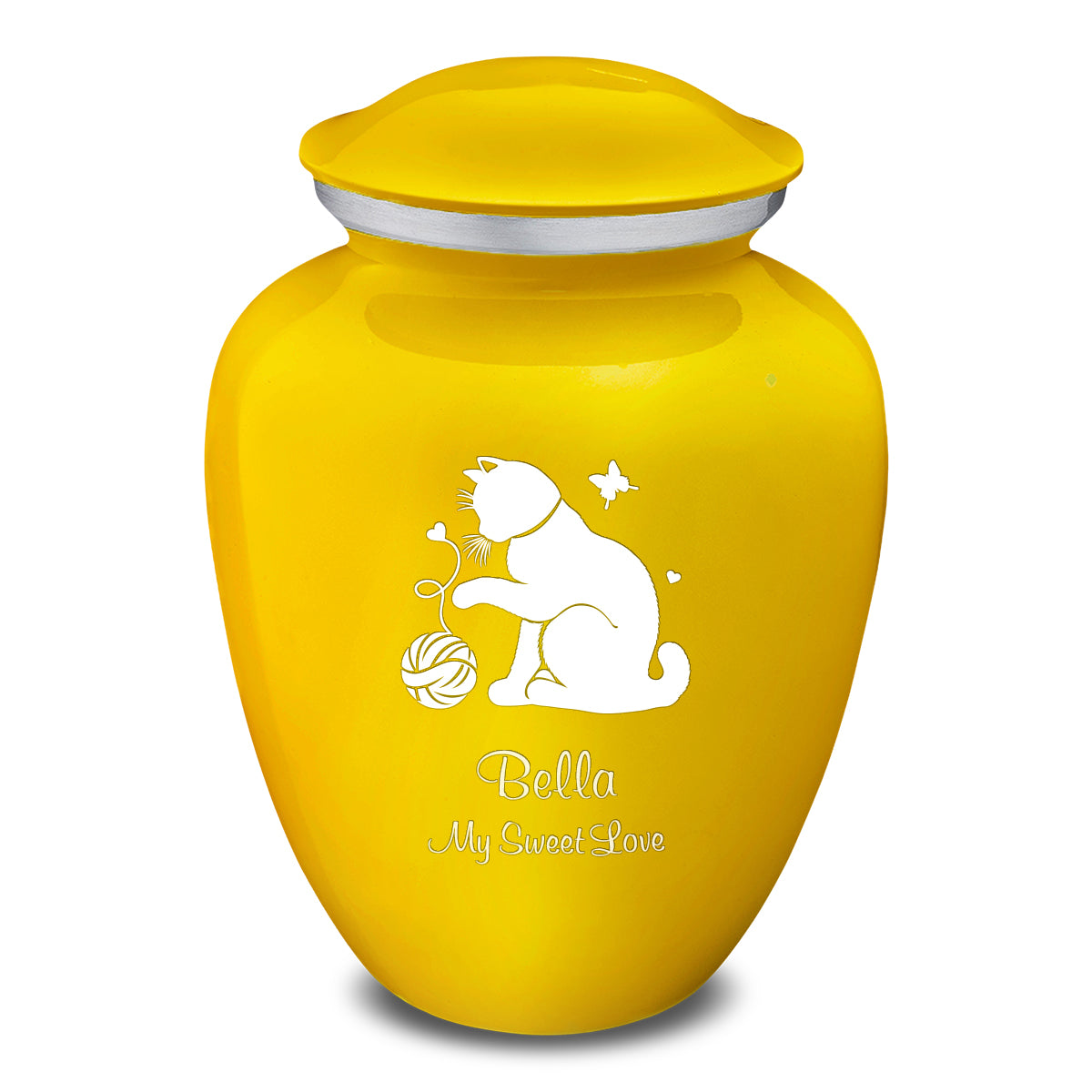 Large Embrace Yellow Pet Fun Cat Cremation Urn