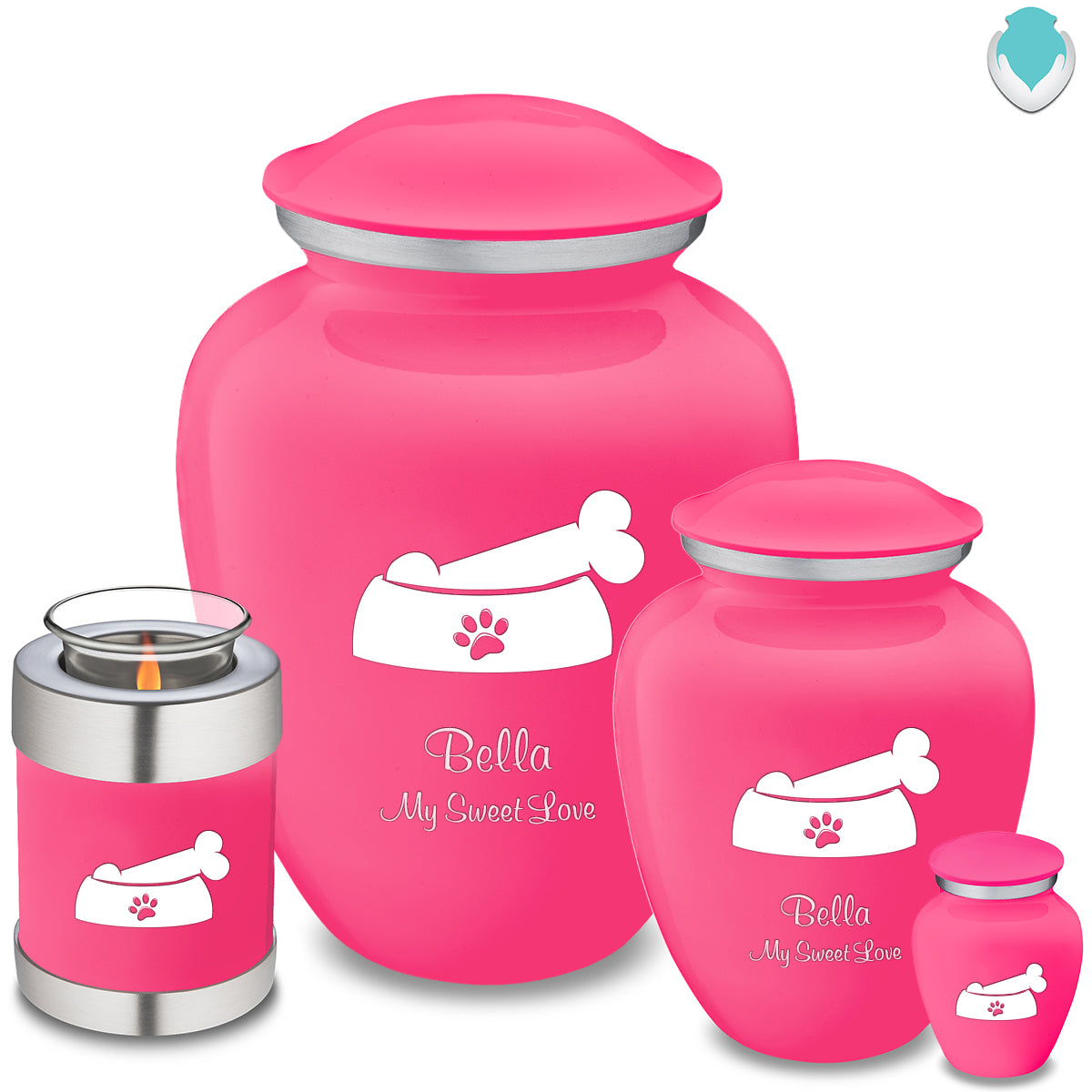 Candle Holder Embrace Bright Pink Pet Dog Bone Cremation Urn