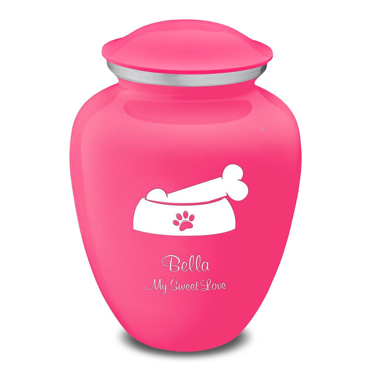 Large Embrace Bright Pink Pet Dog Bone Cremation Urn