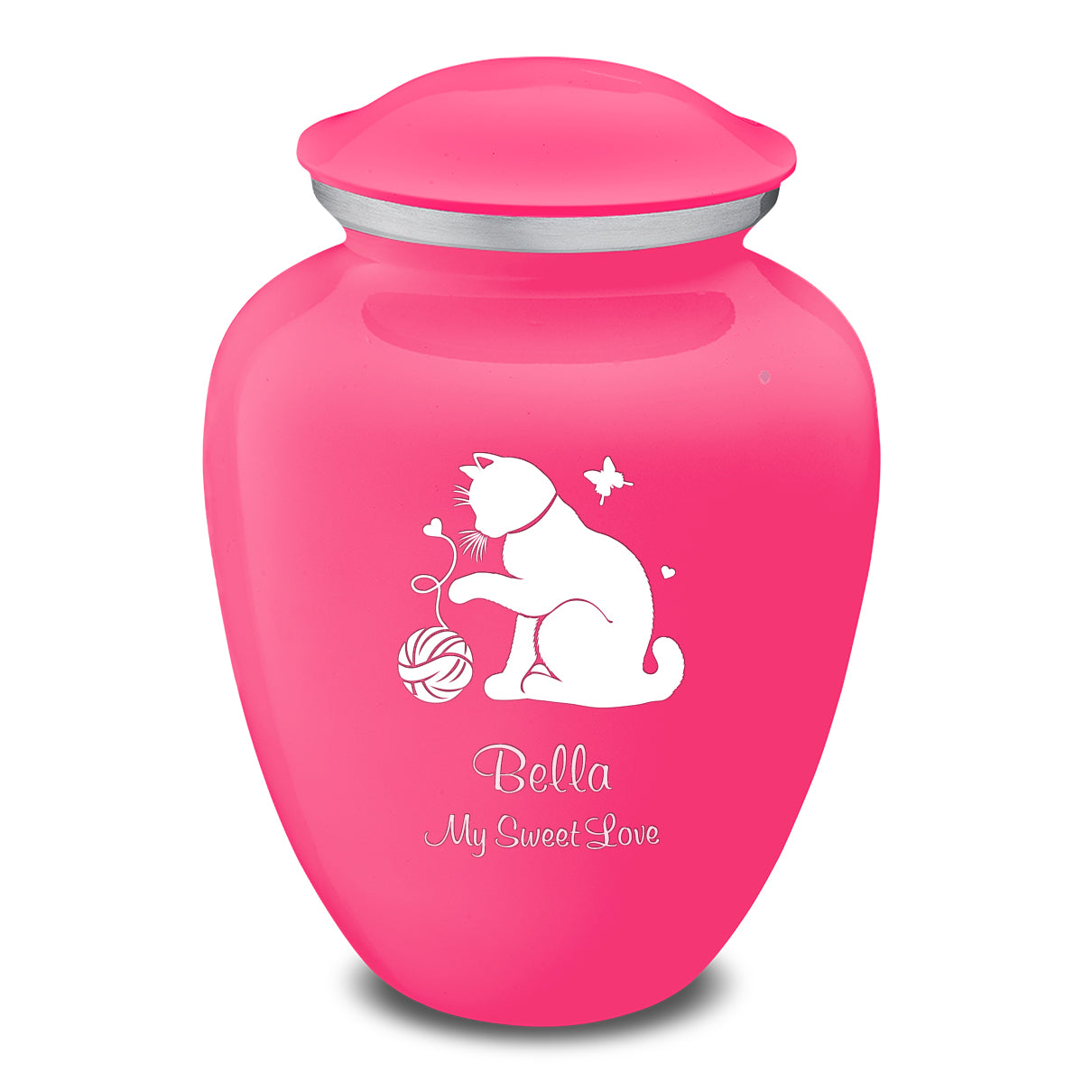 Large Embrace Bright Pink Pet Fun Cat Cremation Urn