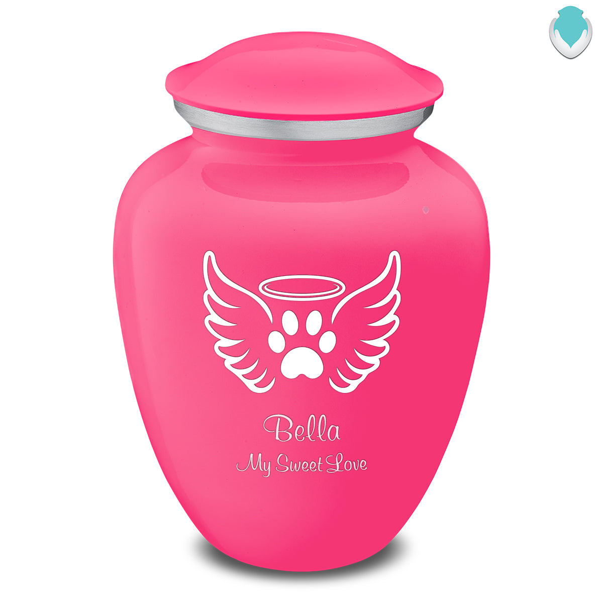 Large Embrace Bright Pink Pet Angel Wings Cremation Urn
