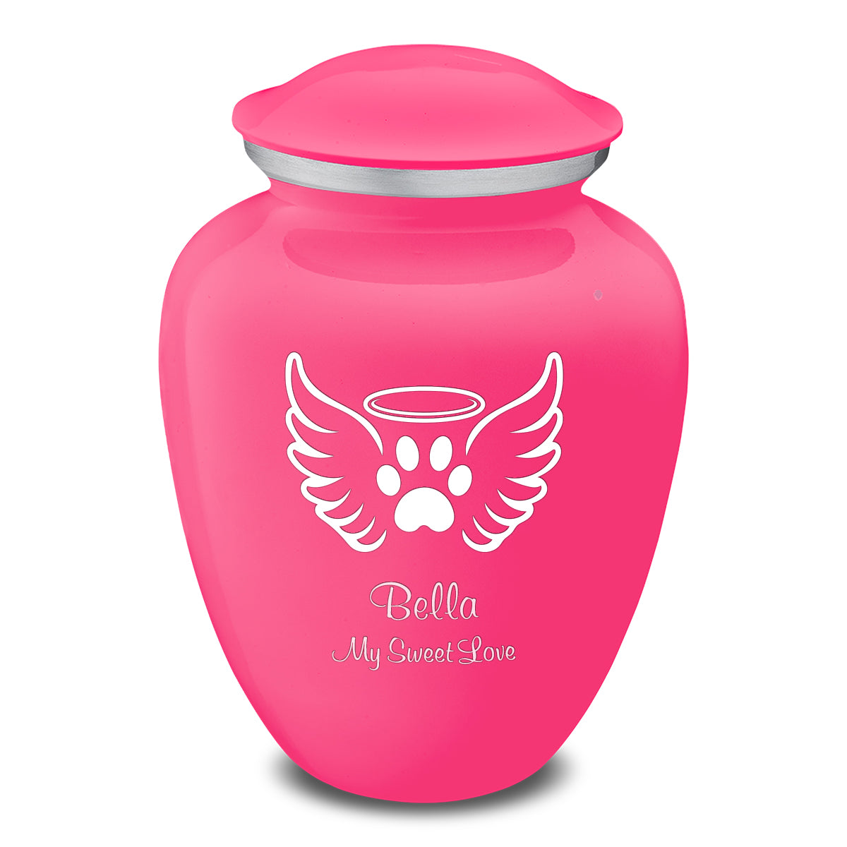 Large Embrace Bright Pink Pet Angel Wings Cremation Urn