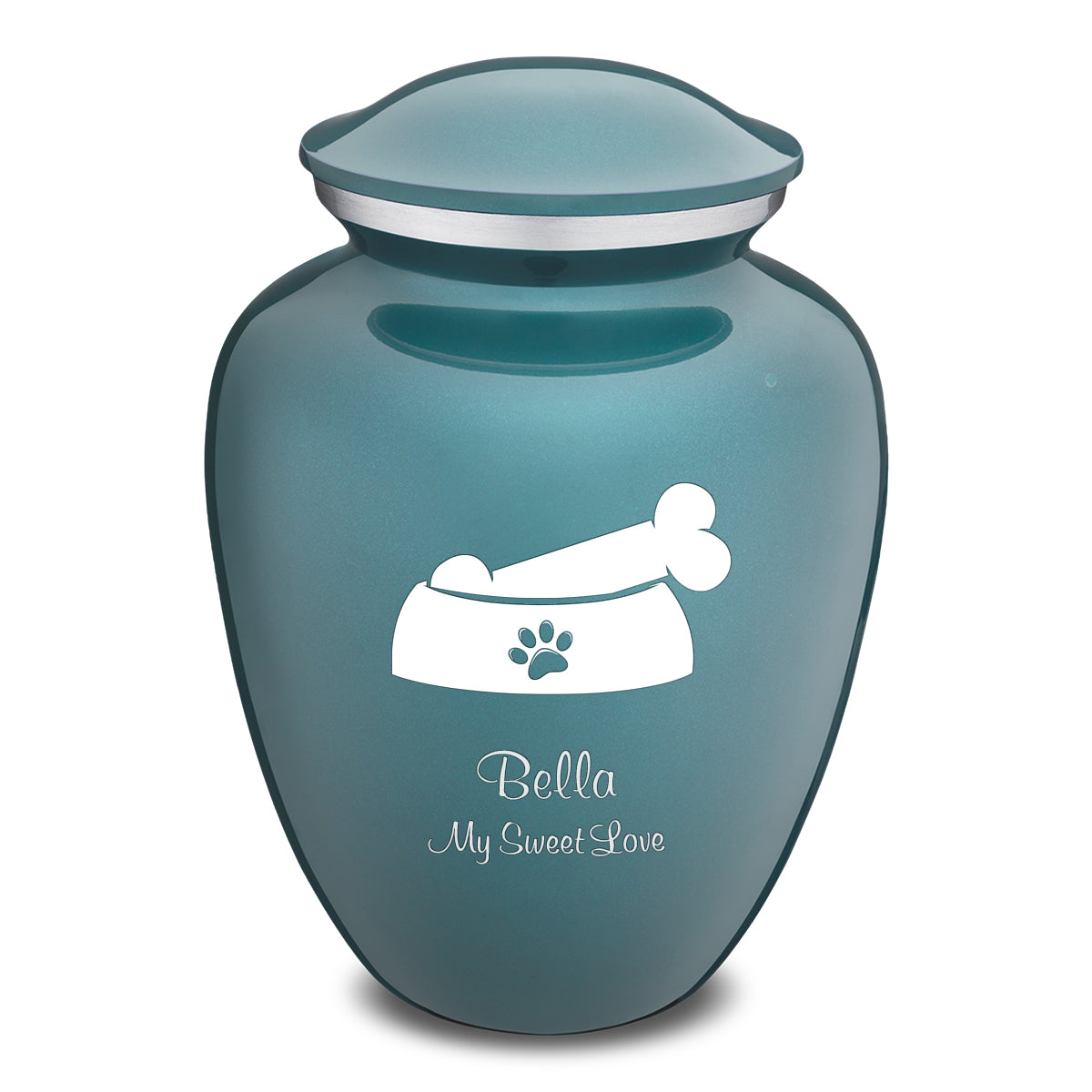 Large Embrace Teal Pet Dog Bone Cremation Urn