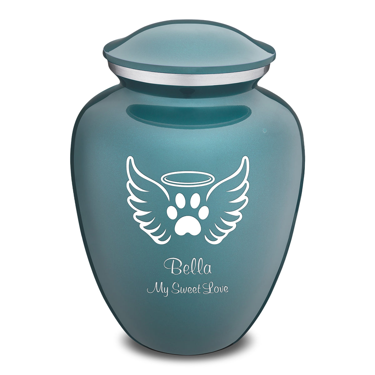 Large Embrace Teal Pet Angel Wings Cremation Urn