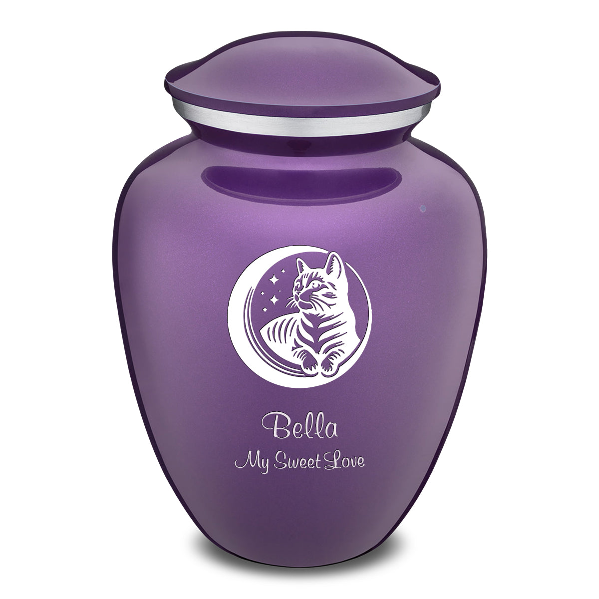 Large Embrace Purple  Pet Cute Cat Cremation Urn