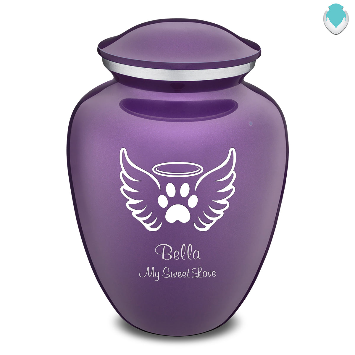 Large Embrace Purple Pet Angel Wings Cremation Urn