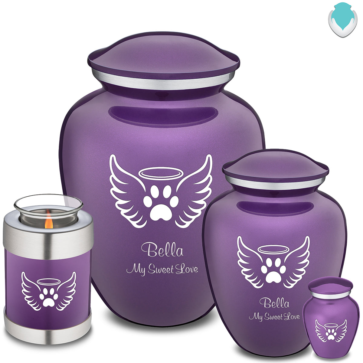 Keepsake Embrace Purple Pet Angel Wings Cremation Urn