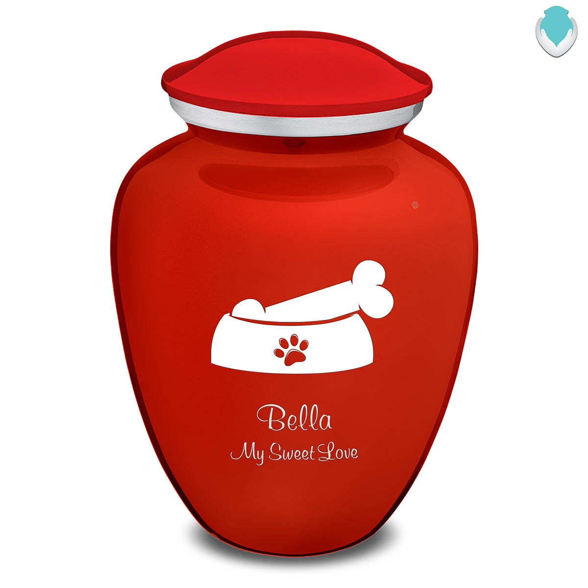 Large Embrace Bright Red Pet Dog Bone Cremation Urn