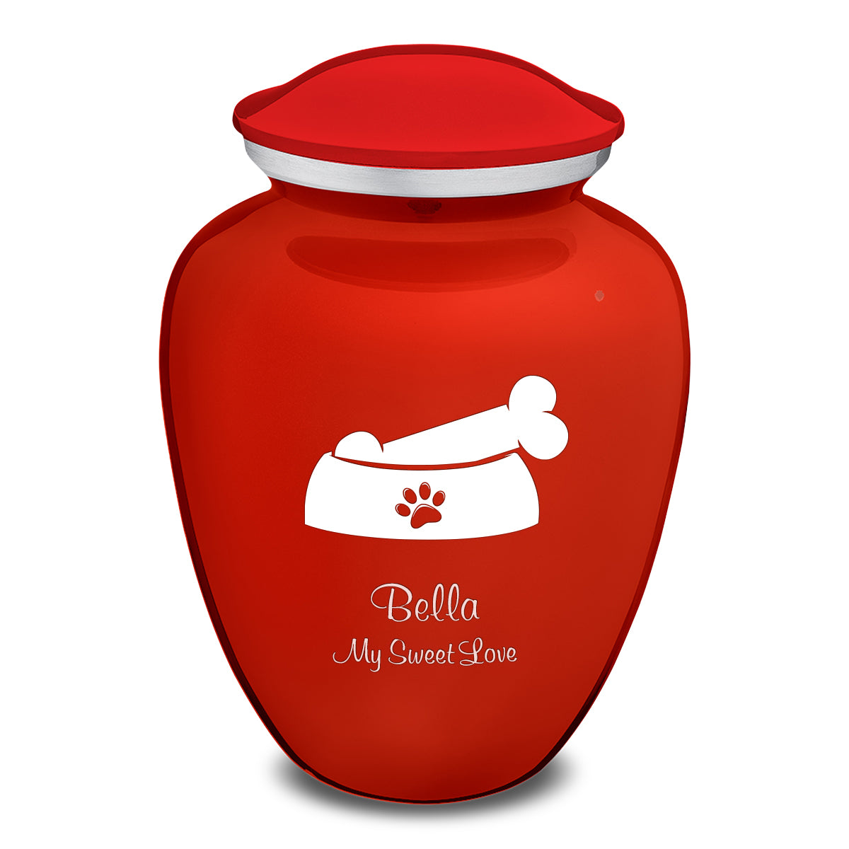 Large Embrace Bright Red Pet Dog Bone Cremation Urn