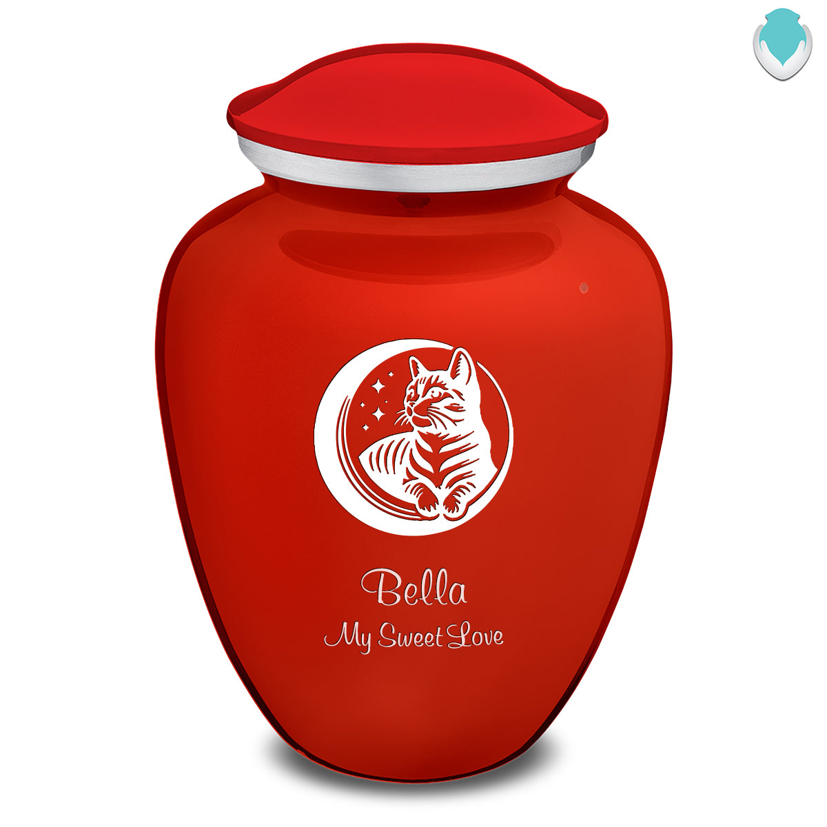 Large Embrace Bright Red Pet Cute Cat Cremation Urn