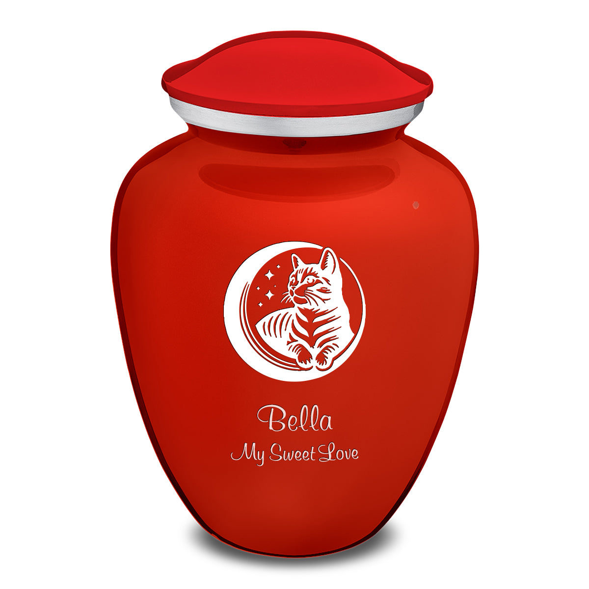 Large Embrace Bright Red Pet Cute Cat Cremation Urn