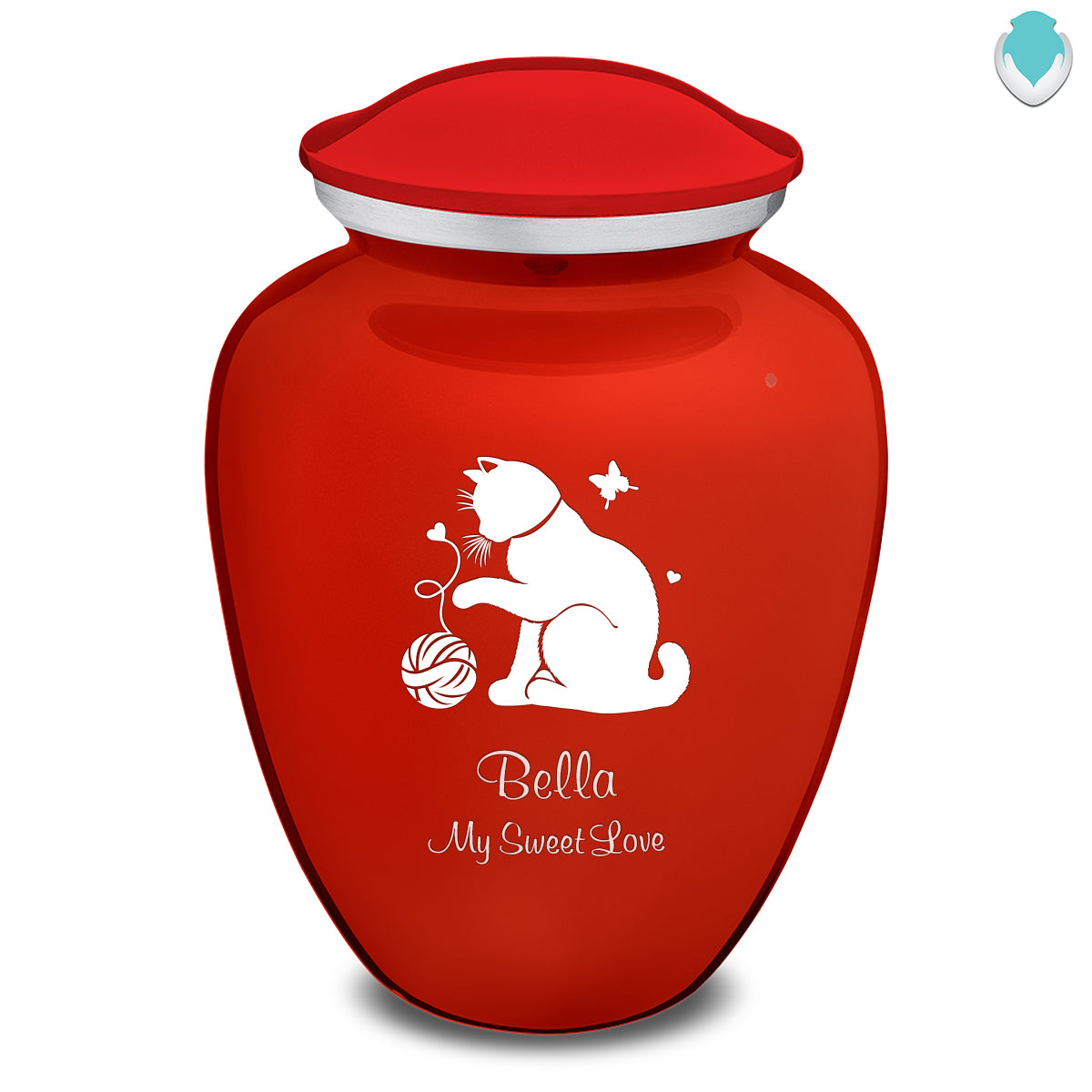 Large Embrace Bright Red Pet Fun Cat Cremation Urn