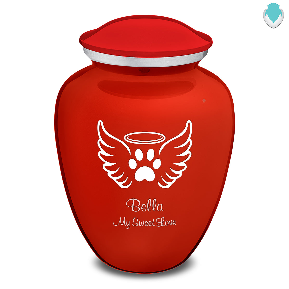 Large Embrace Bright Red Pet Angel Wings Cremation Urn