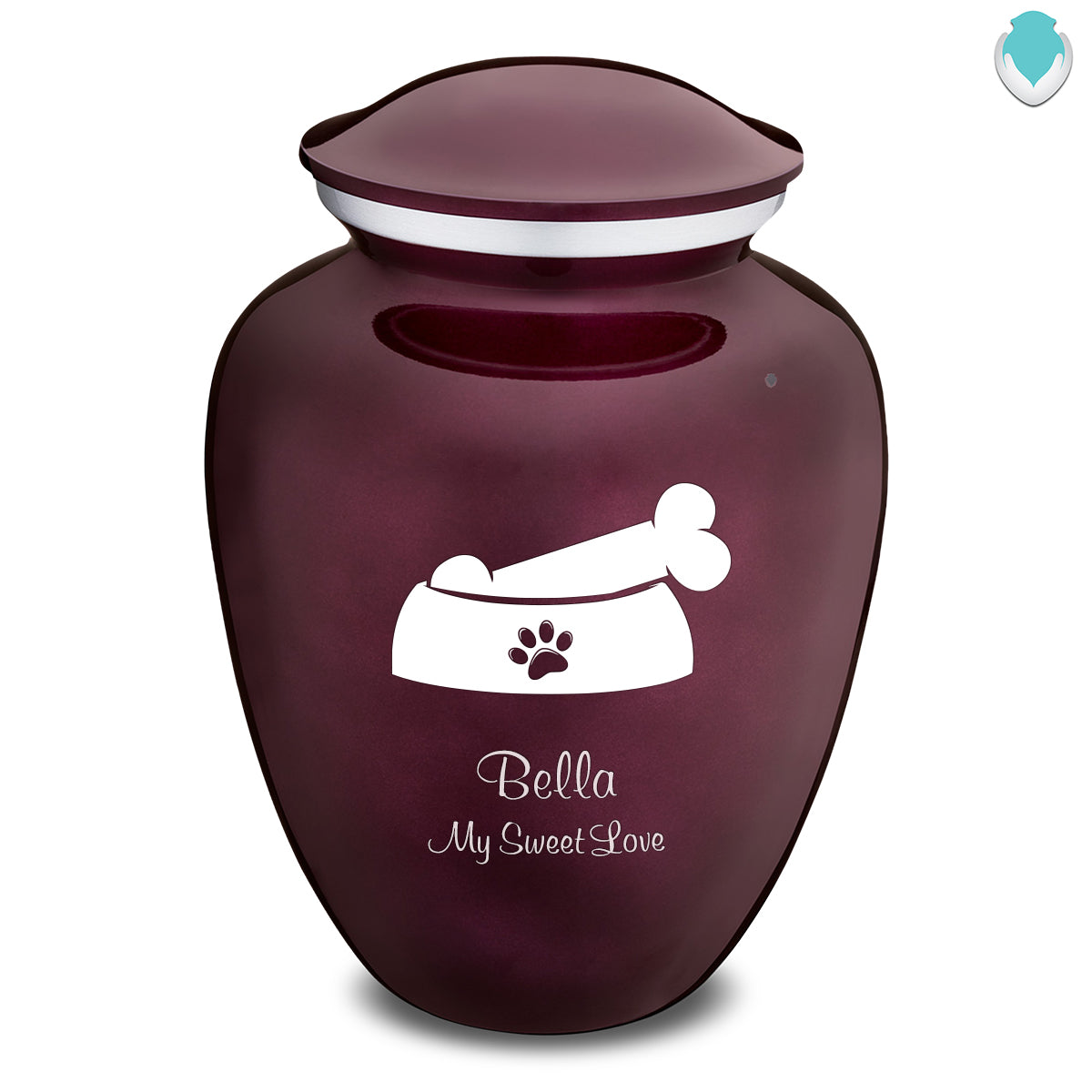 Large Embrace Cherry Purple Pet Dog Bone Cremation Urn