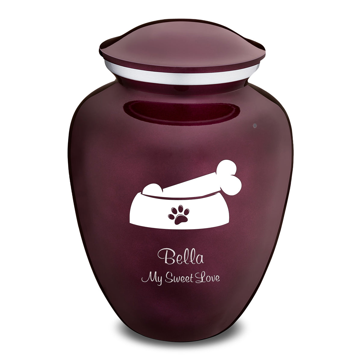 Large Embrace Cherry Purple Pet Dog Bone Cremation Urn