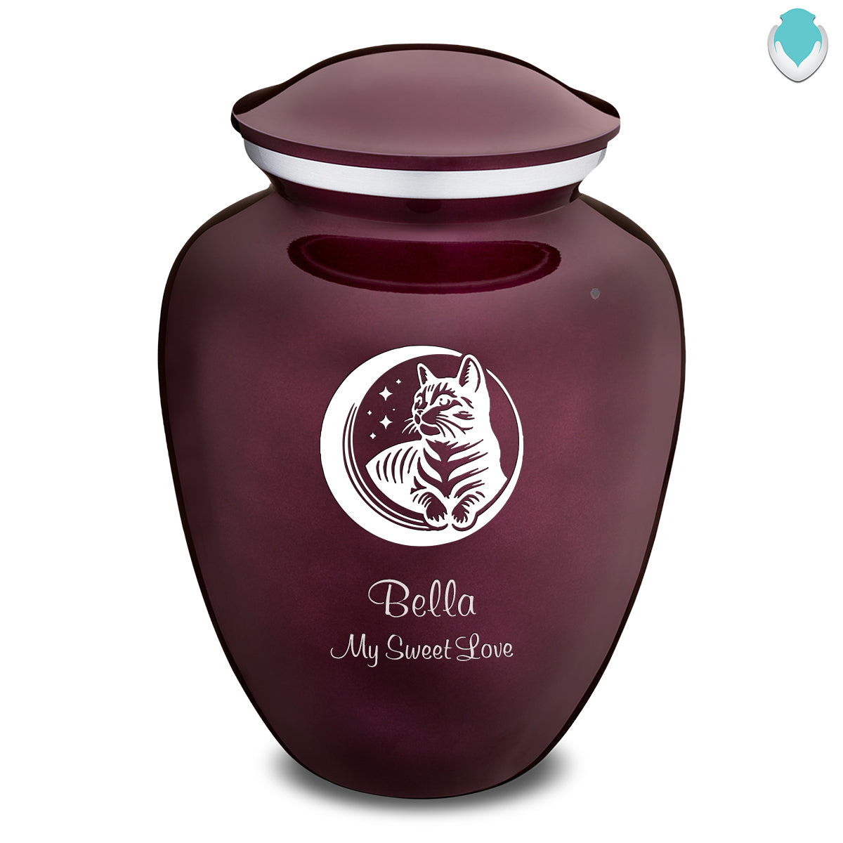 Large Embrace Cherry Purple Pet Cute Cat Cremation Urn