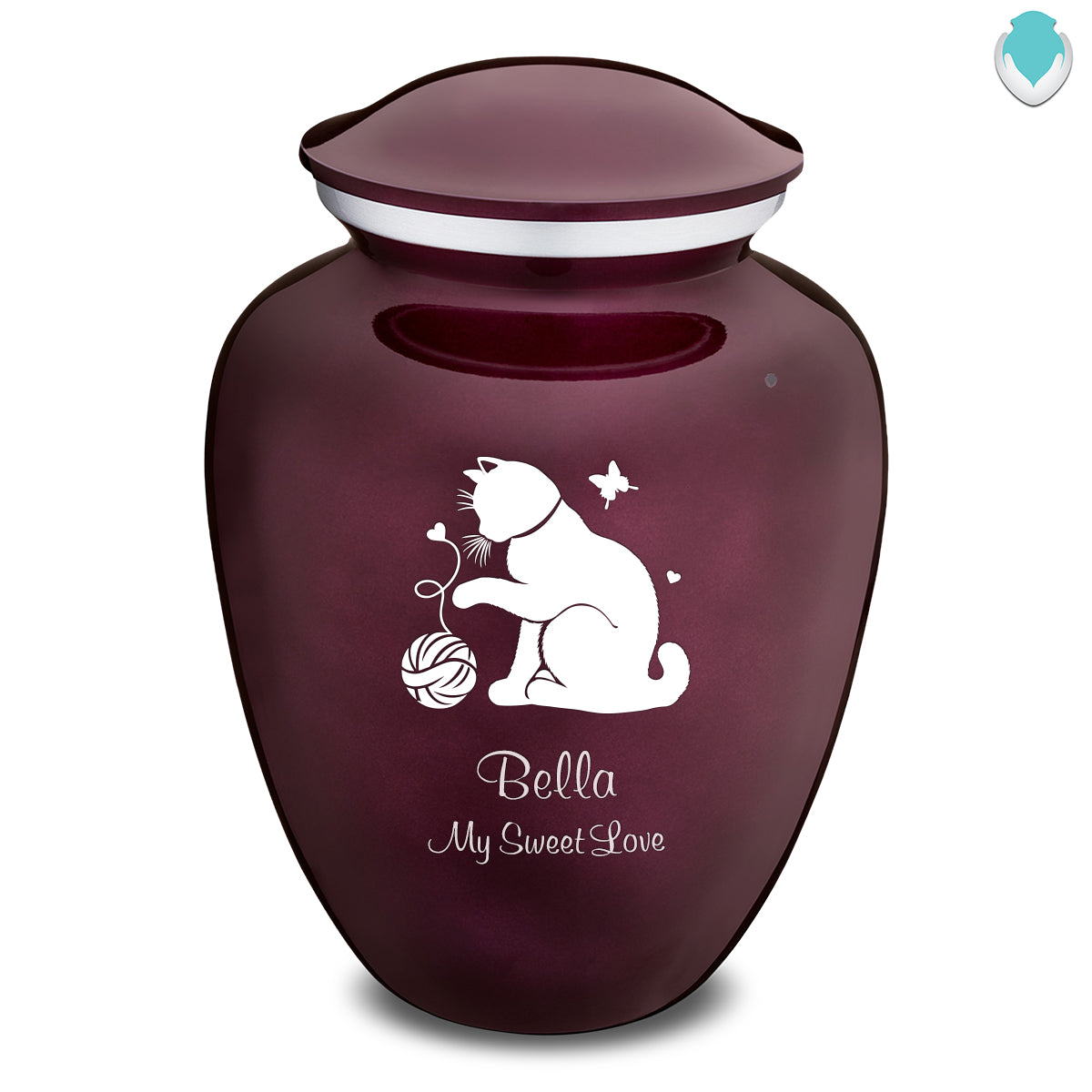 Large Embrace Cherry Purple Pet Fun Cat Cremation Urn