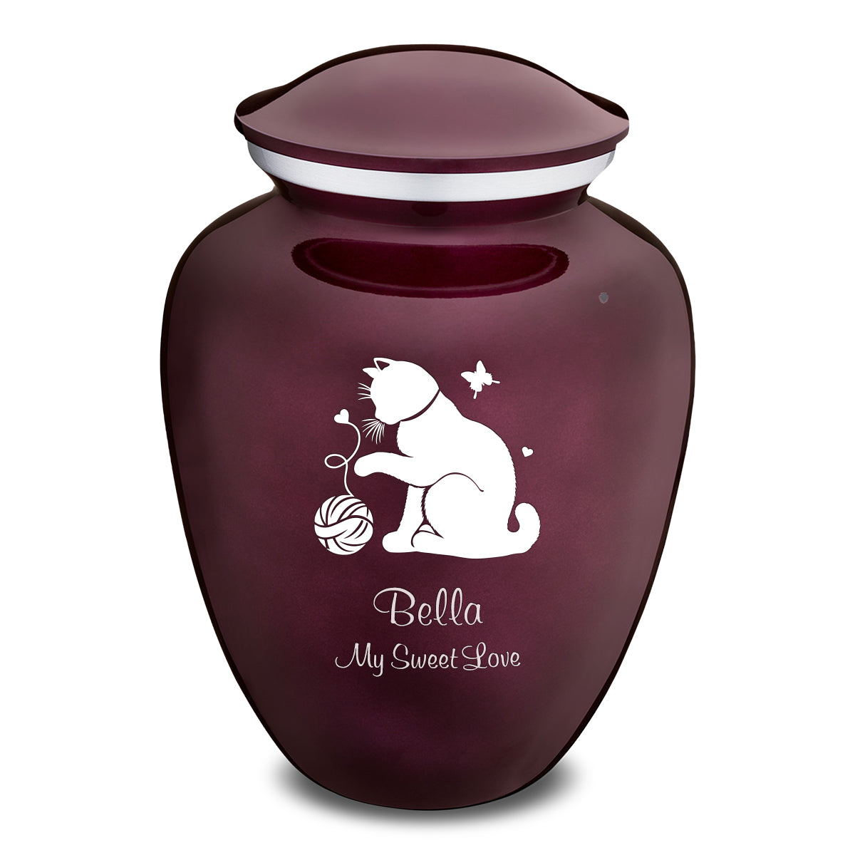 Large Embrace Cherry Purple Pet Fun Cat Cremation Urn