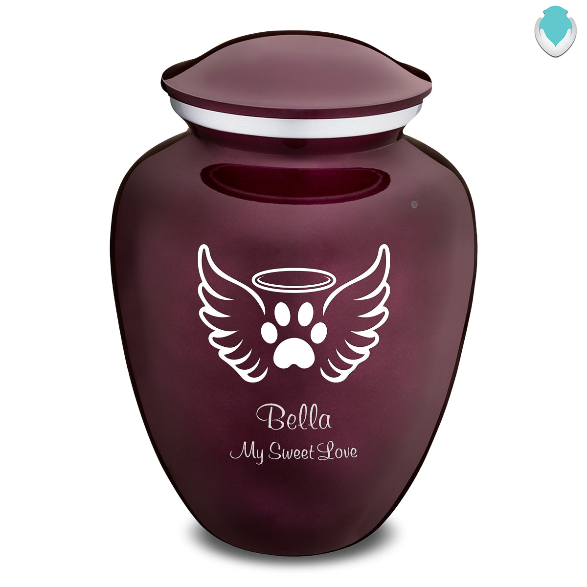 Large Embrace Cherry Purple Pet Angel Wings Cremation Urn