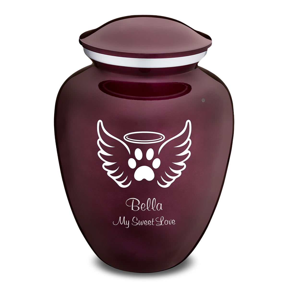 Large Embrace Cherry Purple Pet Angel Wings Cremation Urn