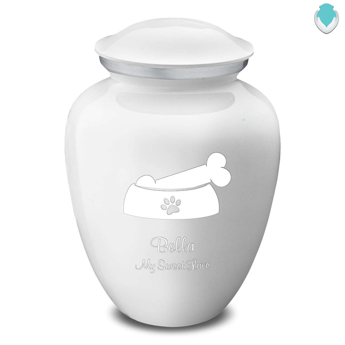 Large Embrace White Pet Dog Bone Cremation Urn