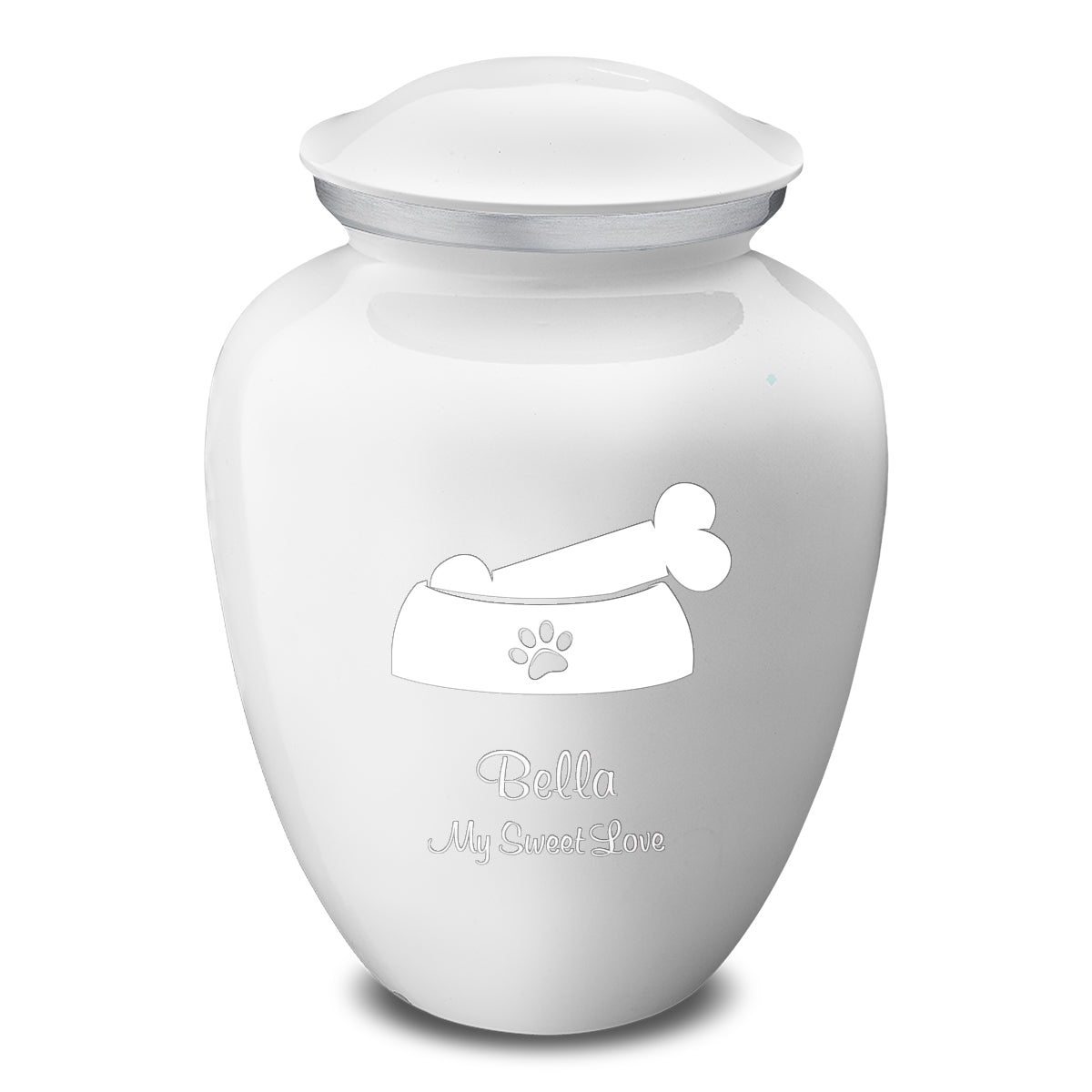 Large Embrace White Pet Dog Bone Cremation Urn