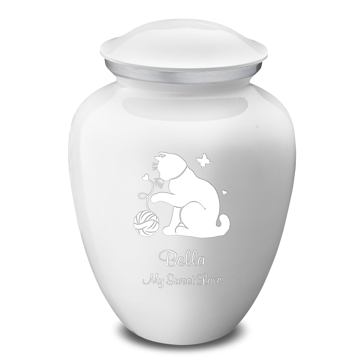 Large Embrace White Pet Fun Cat Cremation Urn