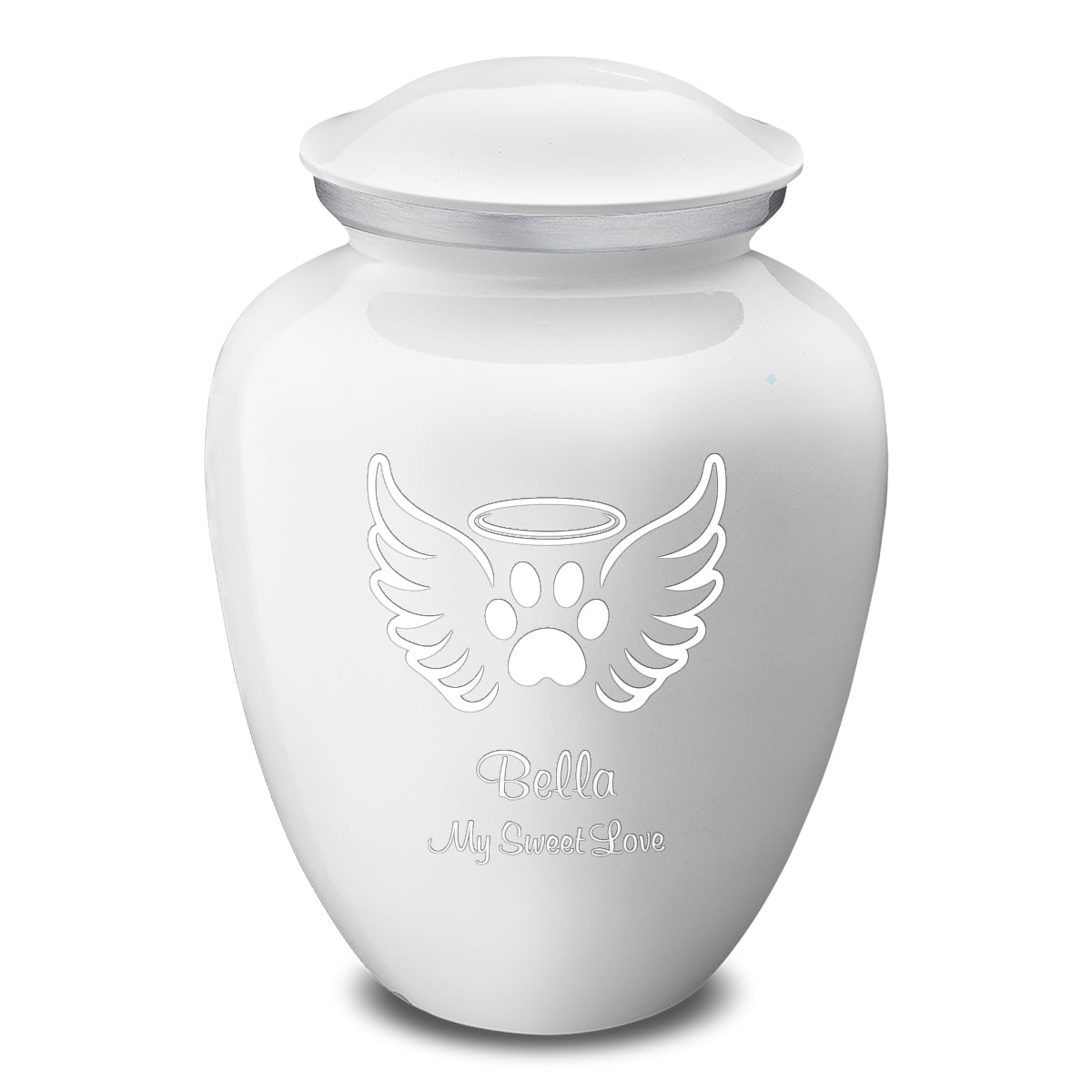 Large Embrace White Pet Angel Wings Cremation Urn