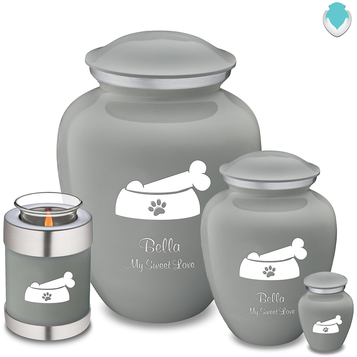 Keepsake  Embrace Slate Grey Pet Dog Bone Cremation Urn
