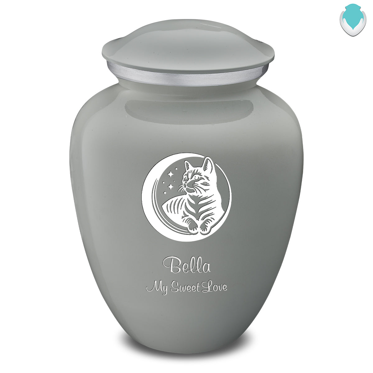 Large Embrace Slate Grey Pet Cute Cat Cremation Urn