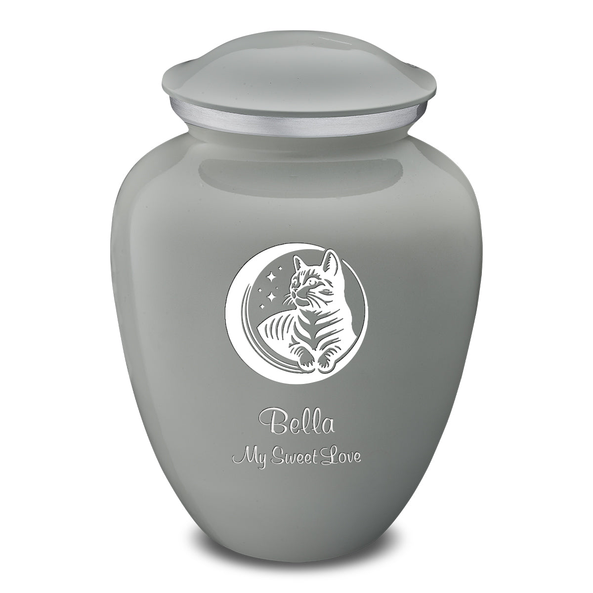 Large Embrace Slate Grey Pet Cute Cat Cremation Urn
