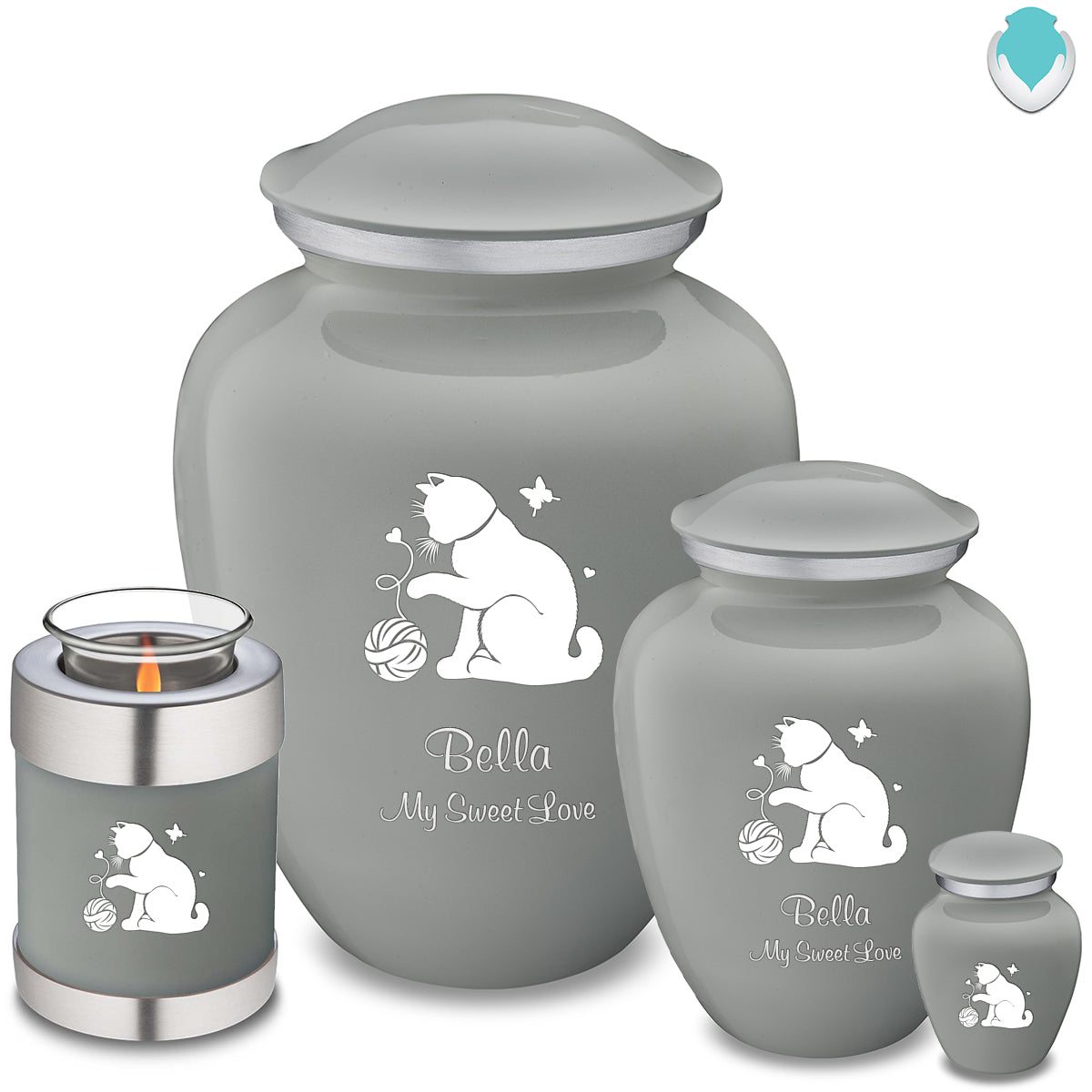 Keepsake Embrace Slate Grey Pet Fun Cat Cremation Urn