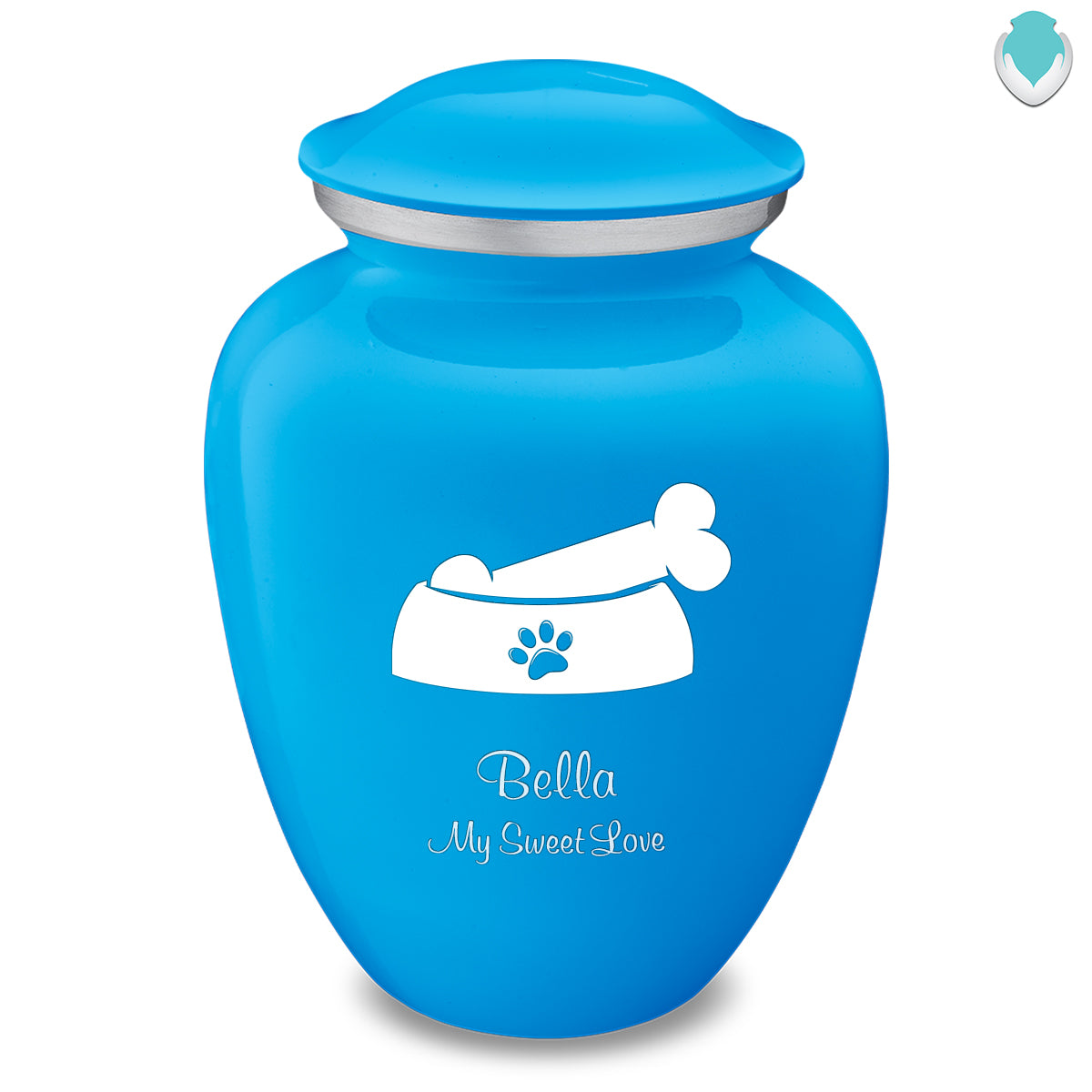 Large Embrace Racing Blue Pet Dog Bone Cremation Urn