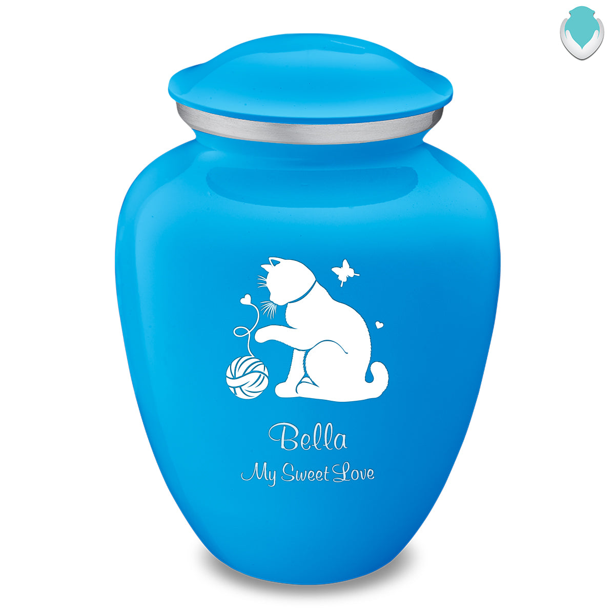 Large Embrace Racing Blue Pet Fun Cat Cremation Urn