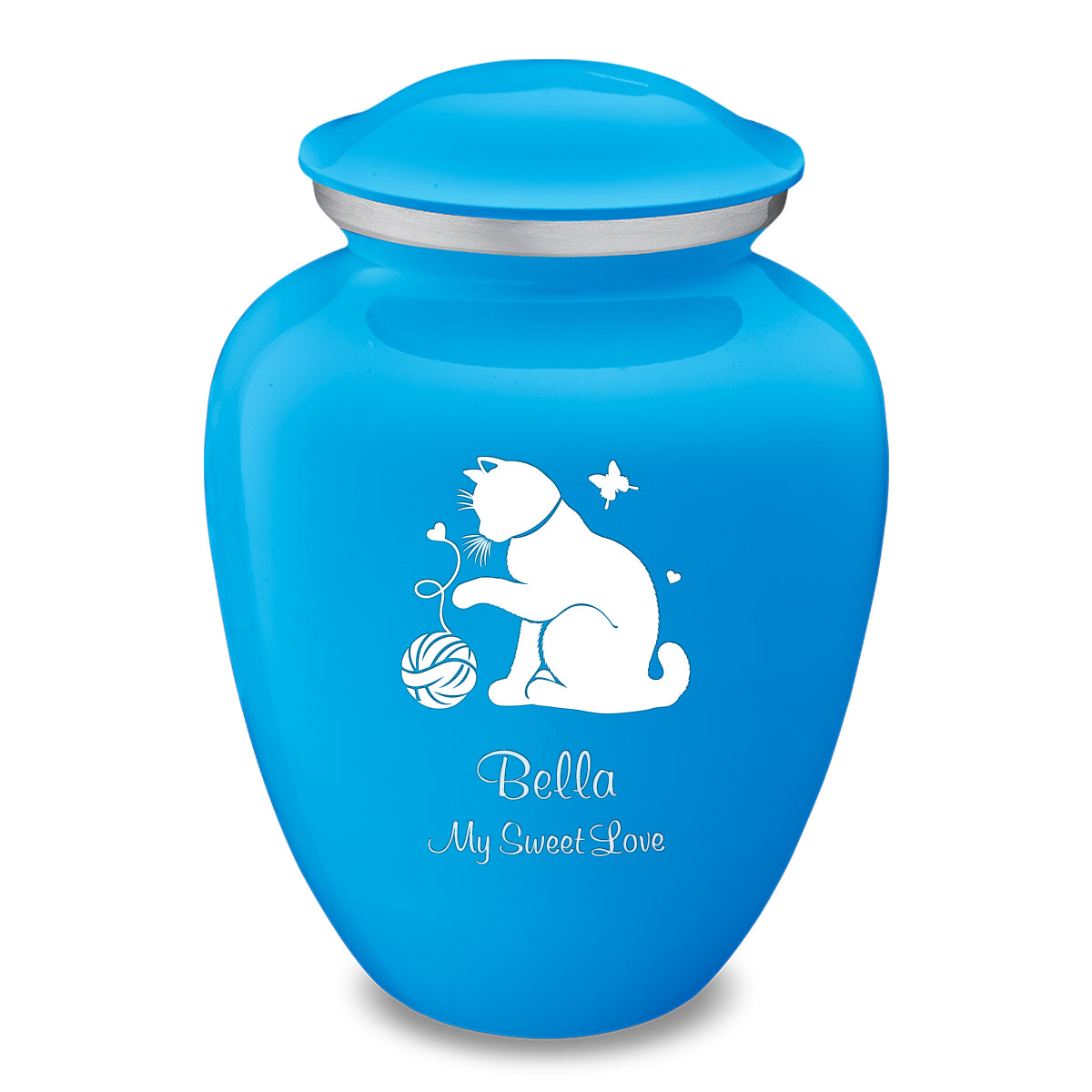 Large Embrace Racing Blue Pet Fun Cat Cremation Urn