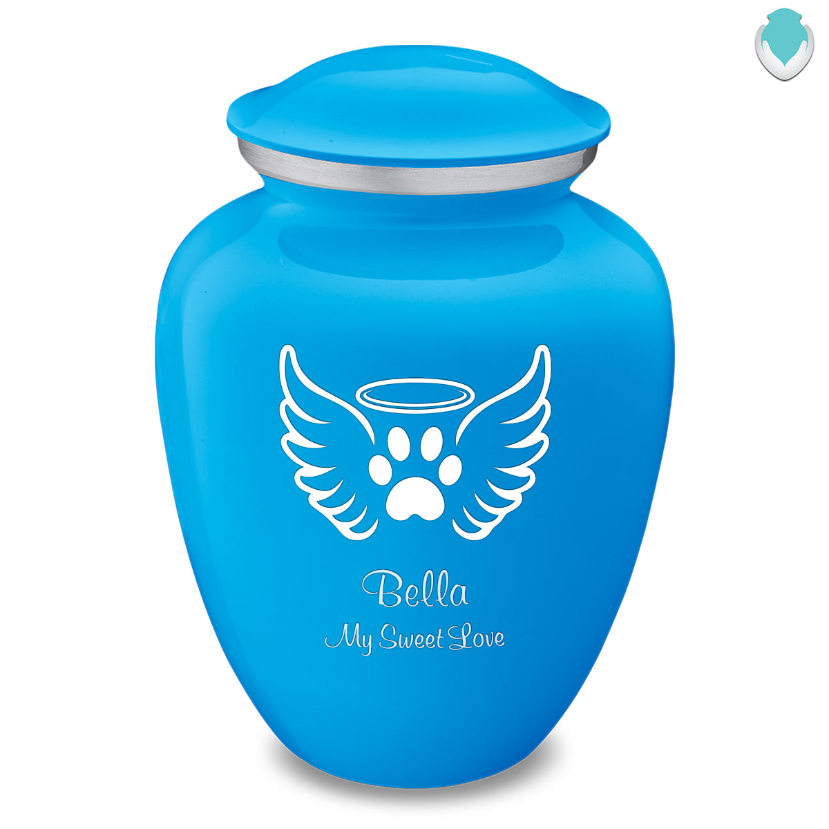 Large Embrace Racing Blue Pet Angel Wings Cremation Urn