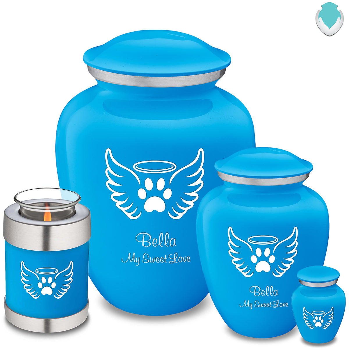 Keepsake Embrace Racing Blue Pet Angel Wings Cremation Urn