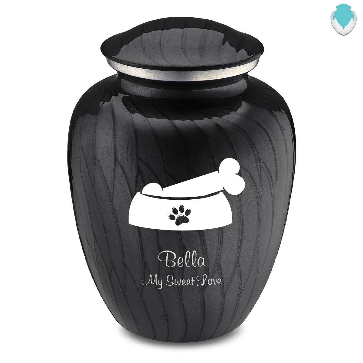 Large Embrace Pearl Black Pet Dog Bone Cremation Urn