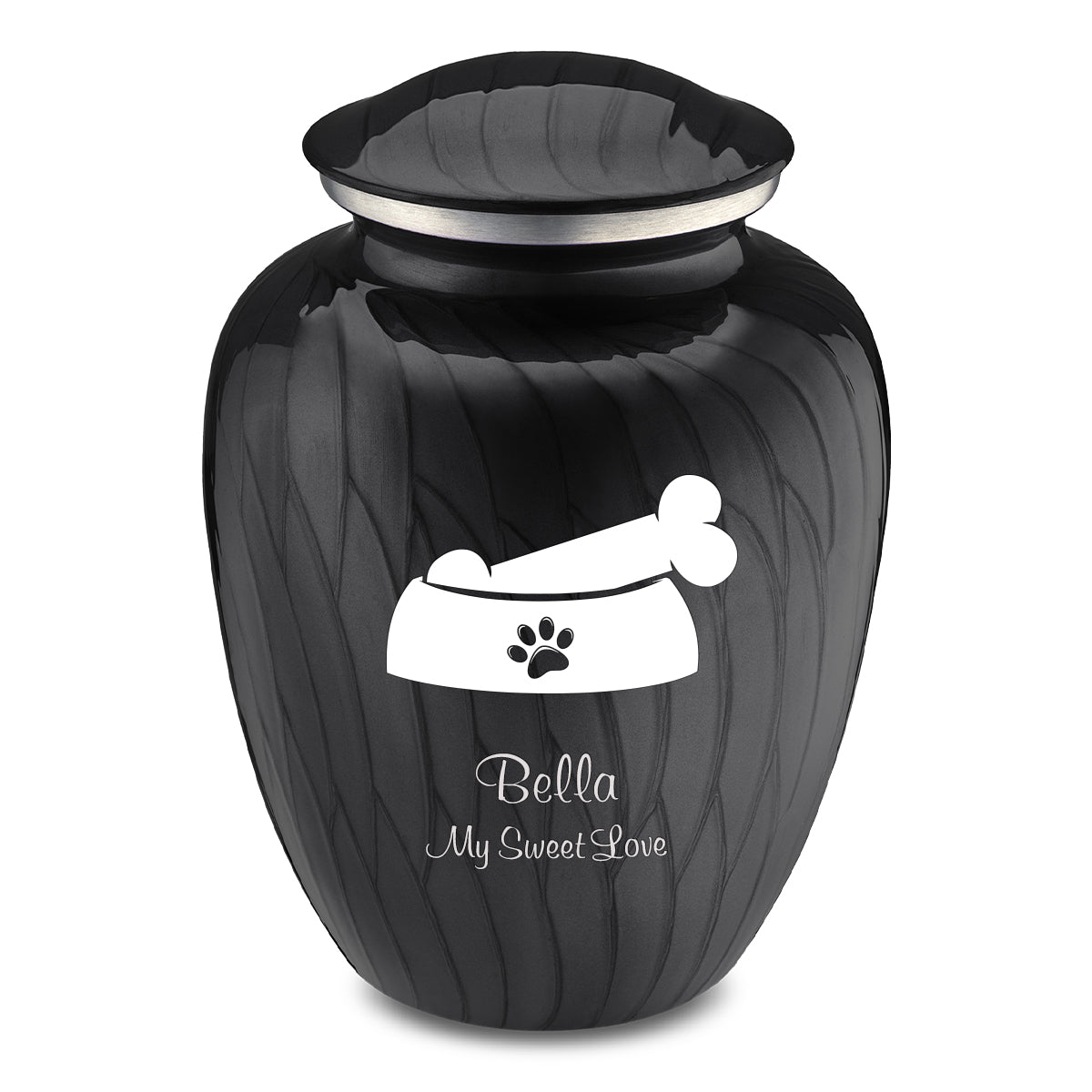 Large Embrace Pearl Black Pet Dog Bone Cremation Urn