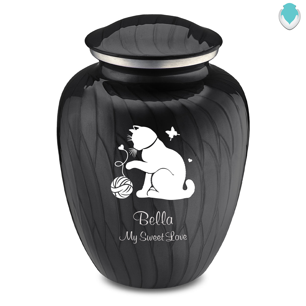 Large Embrace Pearl Black Pet Fun Cat Cremation Urn