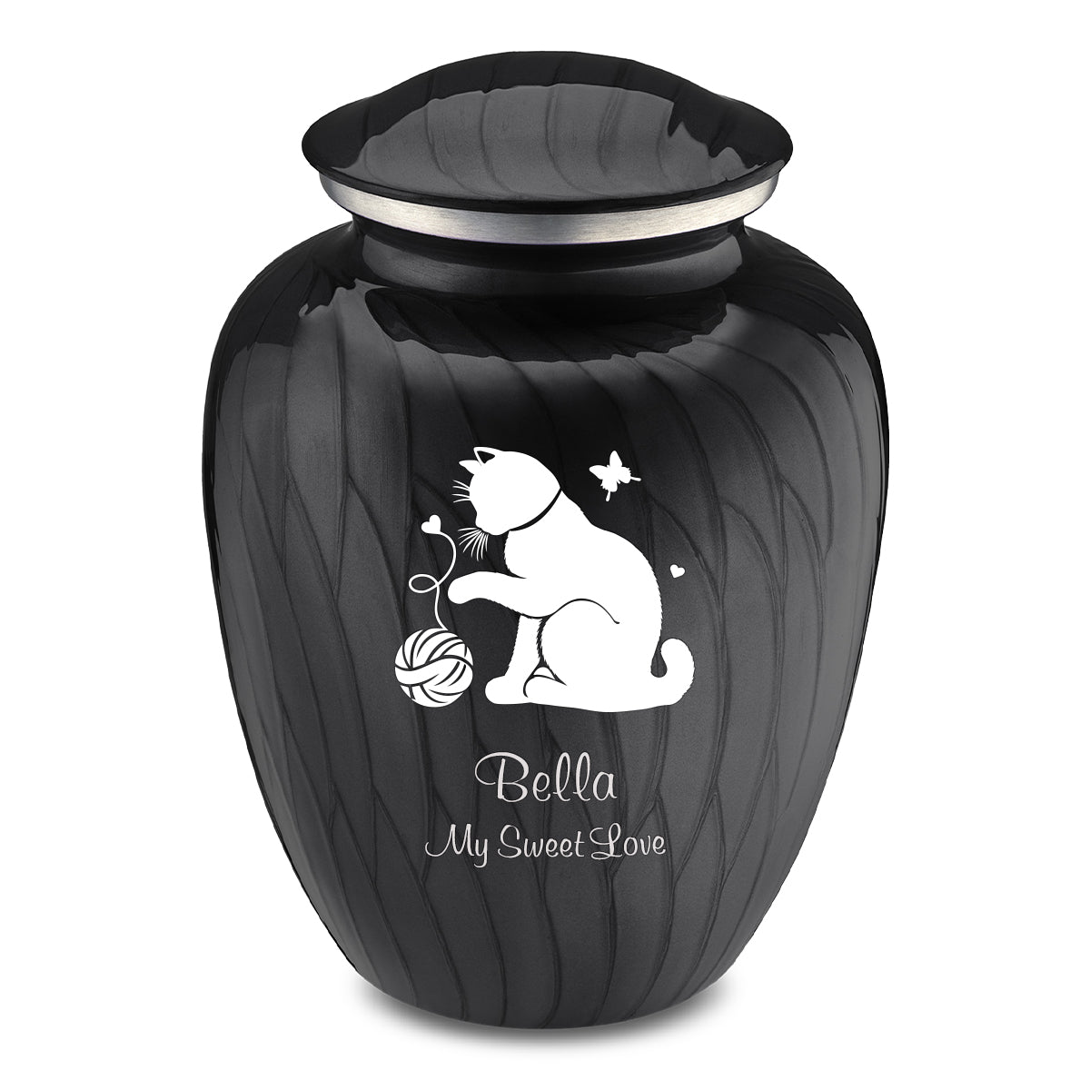Large Embrace Pearl Black Pet Fun Cat Cremation Urn