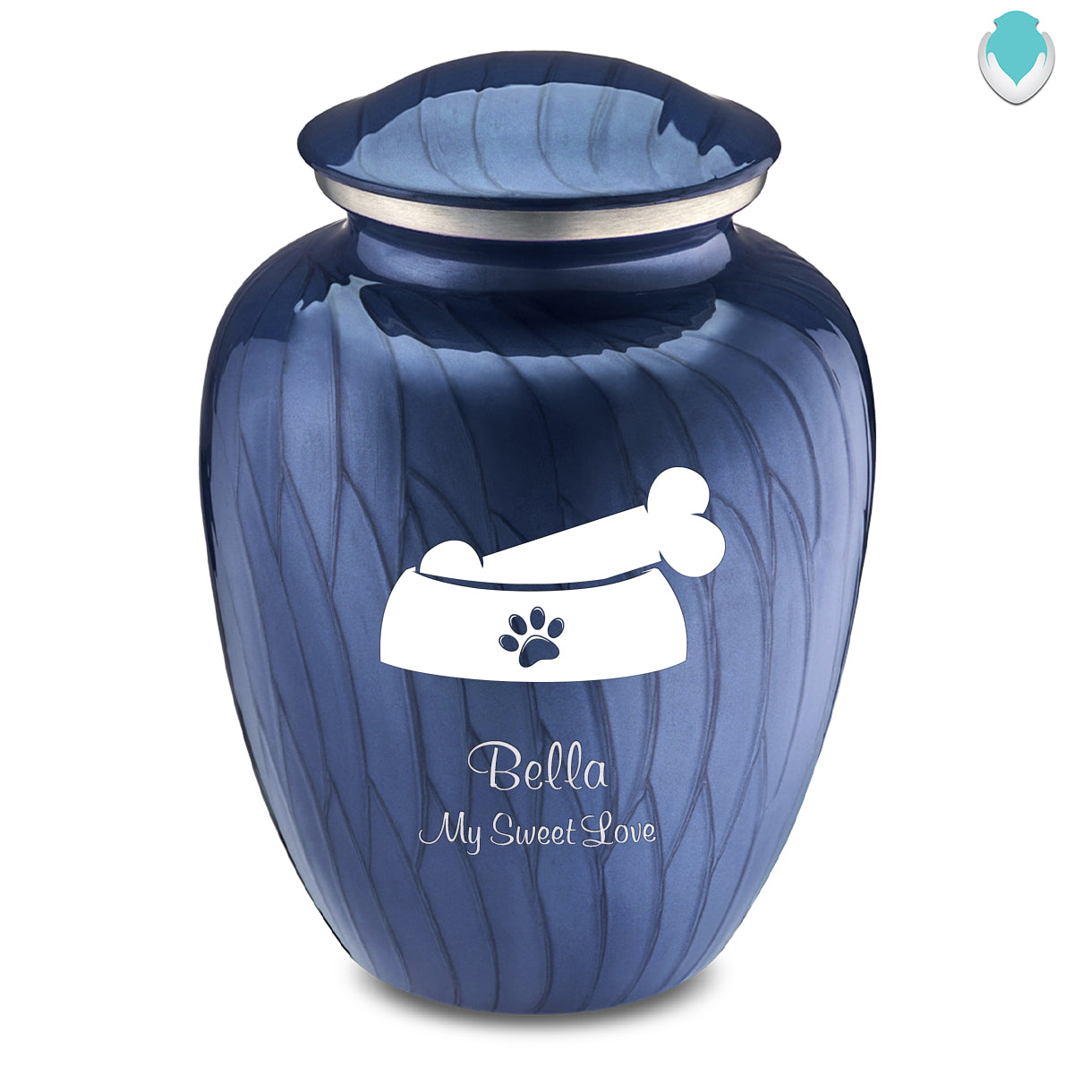 Large Embrace Pearl Cobalt Blue Pet Dog Bone Cremation Urn