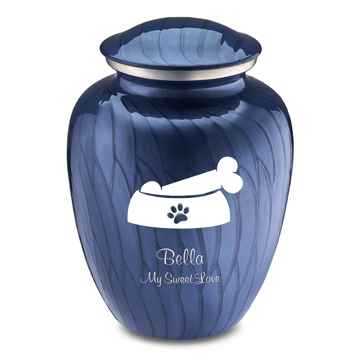 Large Embrace Pearl Cobalt Blue Pet Dog Bone Cremation Urn