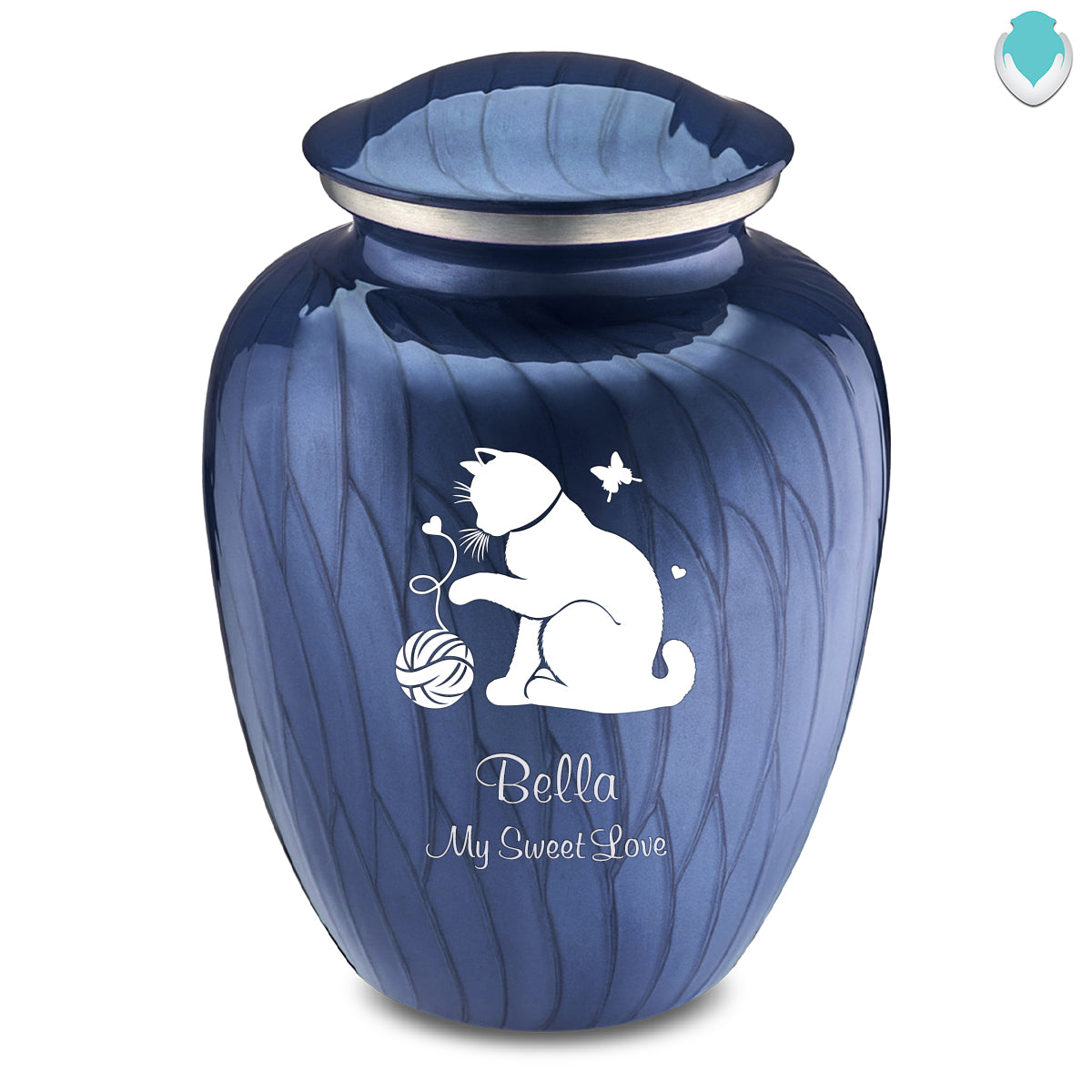 Large Embrace Pearl Cobalt Blue Pet Fun Cat Cremation Urn