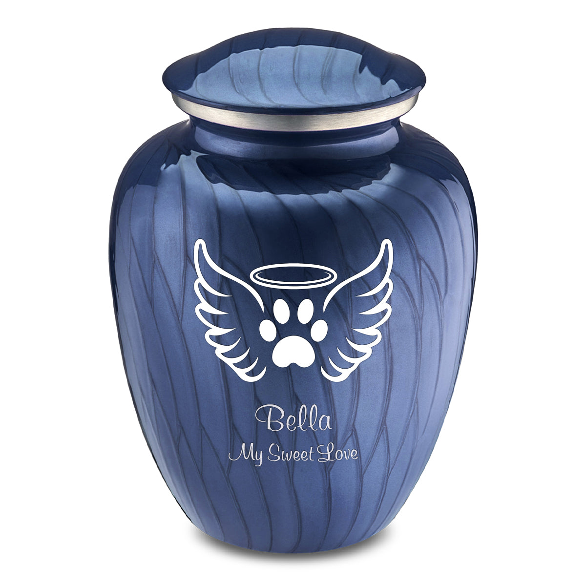 Large Embrace Pearl Cobalt Blue Pet Angel Wings Cremation Urn