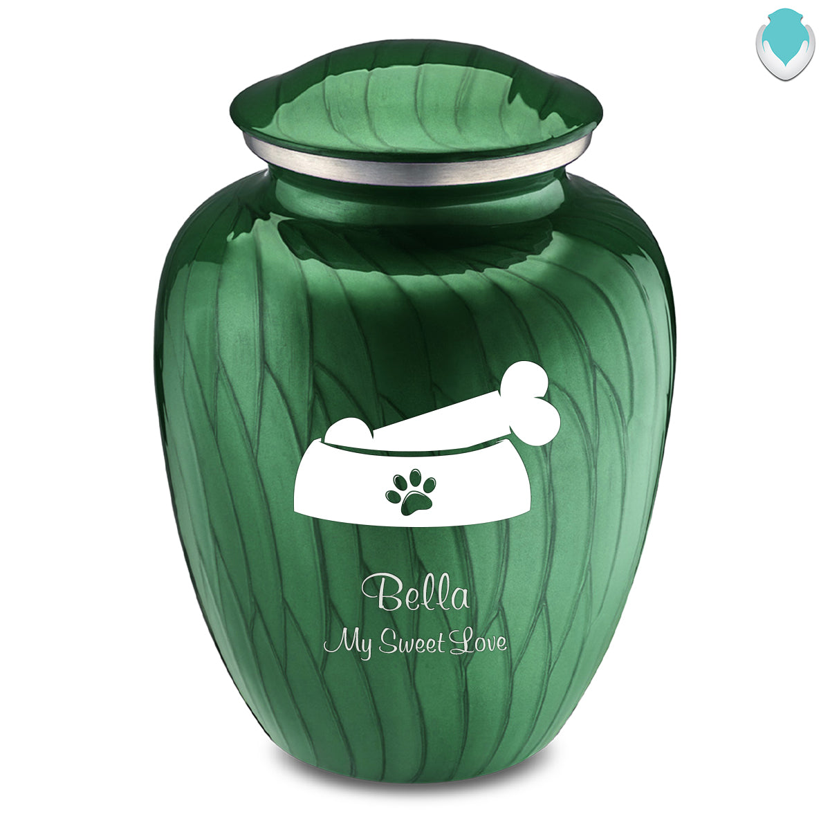 Large Embrace Pearl Green Pet Dog Bone Cremation Urn