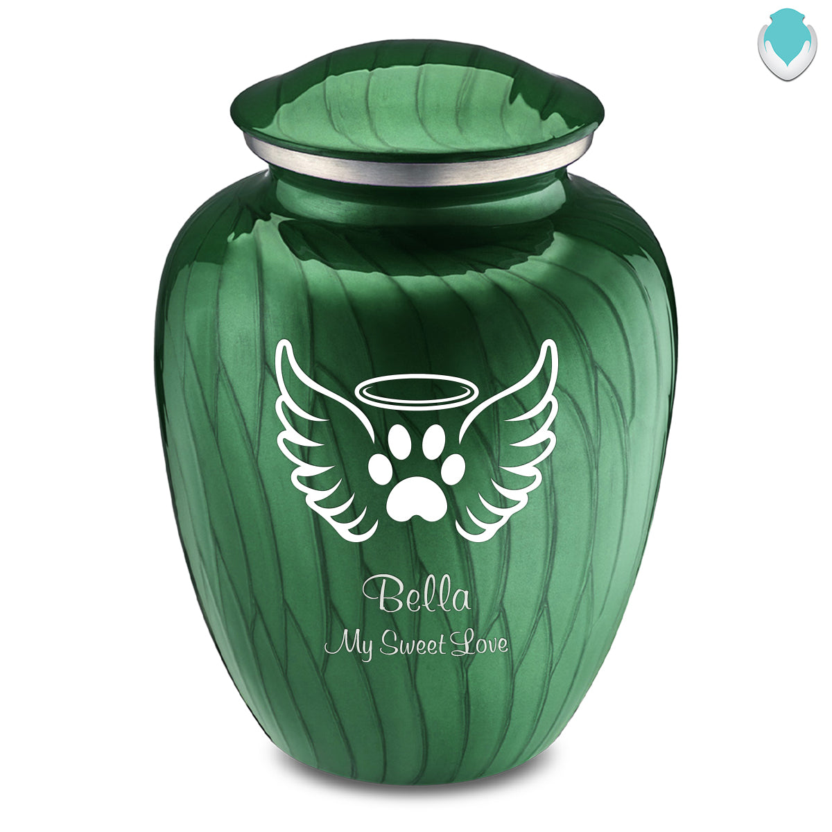 Large Embrace Pearl Green Pet Angel Wings Cremation Urn